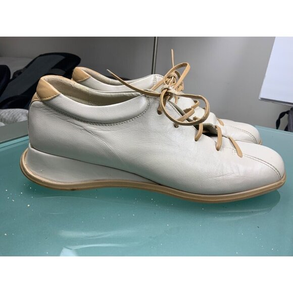 Leonardo di Vinci womens cream leather lace up shoes - Picture 4 of 7